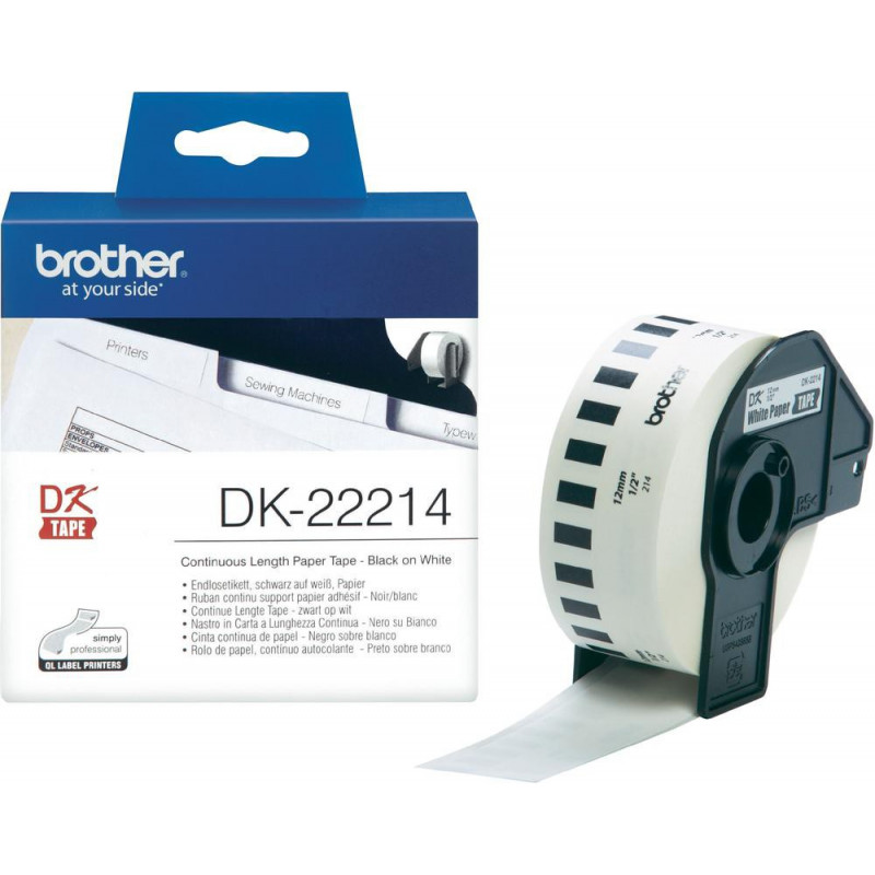 Brother P-touch DK-22214 Endlos-Etiketten Papier 12mm x 30.48m