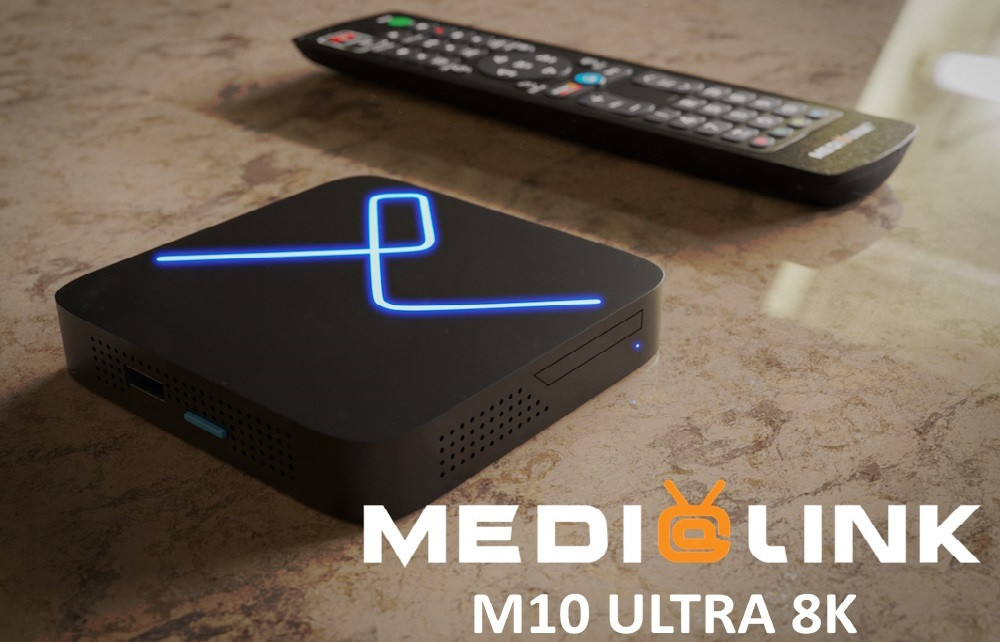 Medialink M10 Ultra 8K IPTV-Box (Dual-WiFi, Bluetooth, LAN, USB 3.0, HDMI, Schwarz)